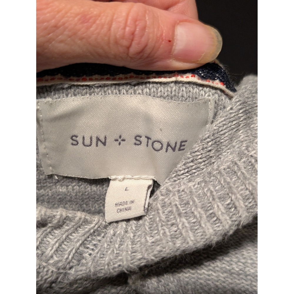 Sun + Stone‎ Youth Boys Gray Marled Knit Pullover Hoodie Sweater Size L Large - Picture 3 of 4